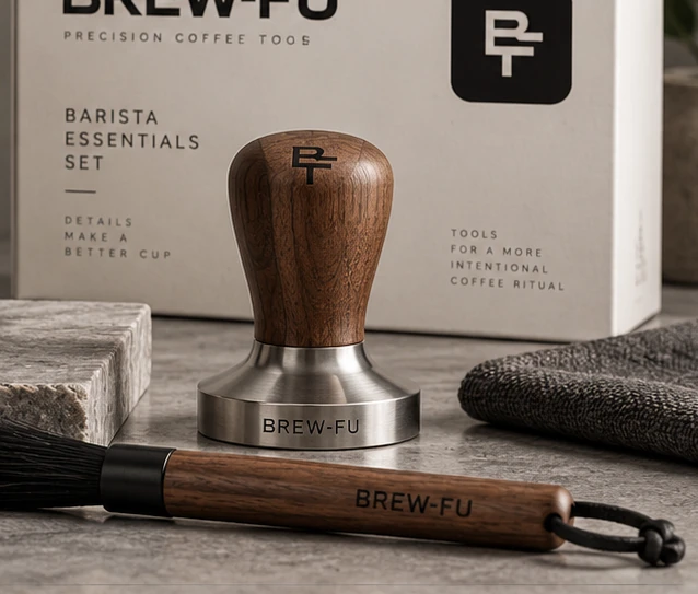 BREW-FU tamper and coffee brush